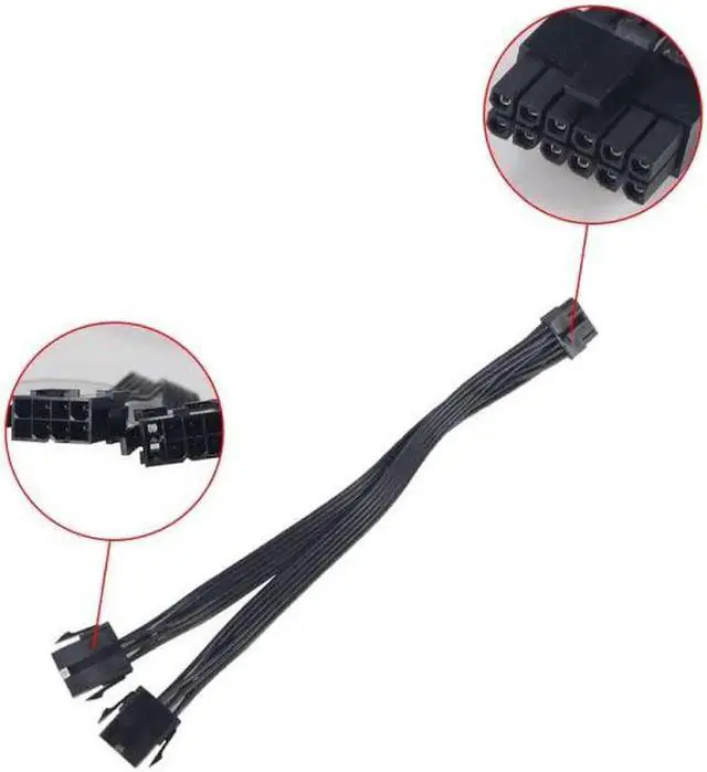 Alt view image 2 of 6 - Vszerda Dual PCIe 6/8 Pin Female to Mini 12 Pin Male GPU Power Adapter Cable Compatible with NVIDIA GeForce RTX 30 Series RTX 3080 RTX 3090 GPU (Double CPU)
