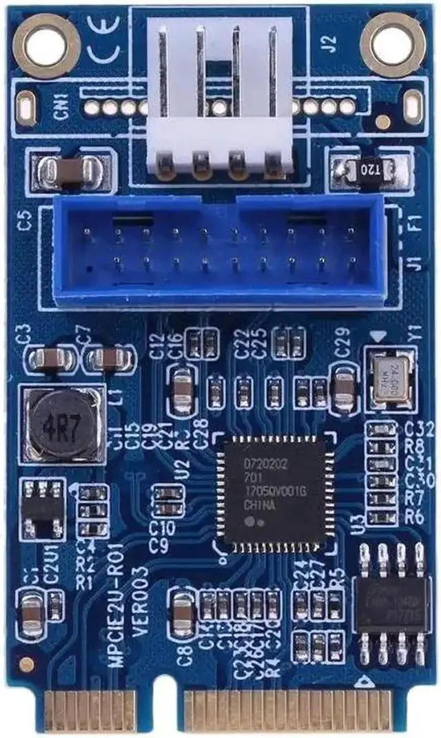 Alt view image 4 of 6 - Vszerda Motherboard Mini PCI Express to Dual USB 3.0 19 pin Add On Card Adapter,Mini PCIe PCI-e to 2 ports USB w/ Molex Power