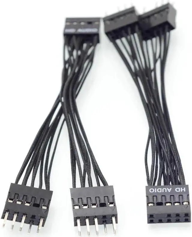 Alt view image 3 of 4 - Vszerda Motherboard 9Pin HD Audio 1 to 2 Port Multiplier Y Splitter Extension Cable Desktop internal Male to Female cable 10cm