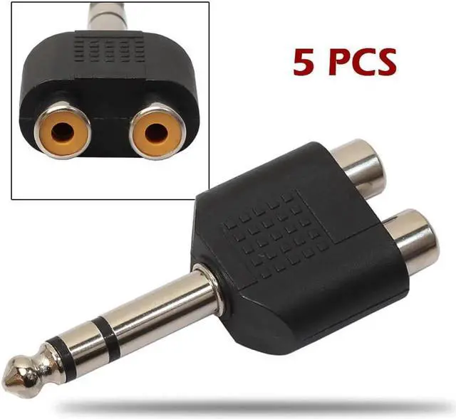 Alt view image 4 of 6 - Vszerda 5Pcs/Lot 6.35mm 1/4" Stereo Plug To 2 RCA Splitter Audio Adapter Converter Male to Female Audio Connecter Adaptor Plug