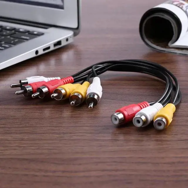 Alt view image 2 of 6 - Vszerda 1Pcs 25cm 3 RCA Female Jack to 6 RCA Male Plug Splitter Audio Video AV Adapter Cable RCA AV cable for TV DVD Player