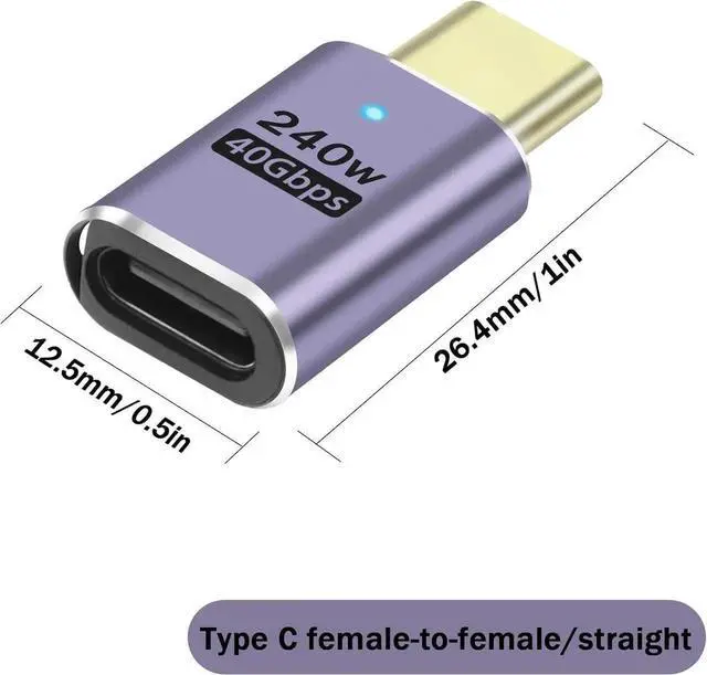 Alt view image 4 of 7 - Vszerda 2 Pack USB4 C Adapter, 240W USB C Male to Female Extender Connector, USB 4 Type C 40Gbps Support 8K &60Hz Video Connector