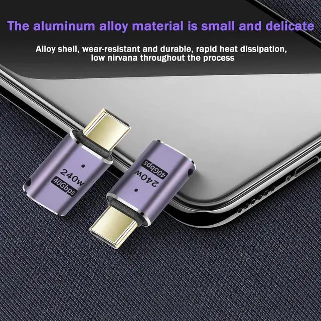 Alt view image 6 of 7 - Vszerda 2 Pack USB4 C Adapter, 240W USB C Male to Female Extender Connector, USB 4 Type C 40Gbps Support 8K &60Hz Video Connector