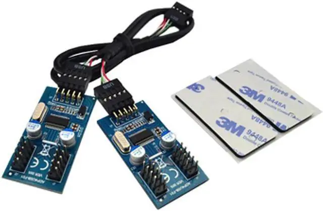 Main image of Vszerda USB header Male 1 to 4 Male Extension Cable Card Desktop 9-Pin USB HUB USB 2.0 9 pin Connector Adapter Port Multilier(11.81")