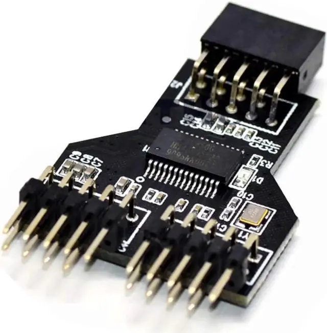 Alt view image 6 of 6 - Vszerda 9 Pin USB Header Female 1 to 2 Male Board 9-Pin USB HUB USB 2.0 9 Pin Connector Adapter for RGB Splitter with 30cm 60cm Cable (No Cable,1 PCS)