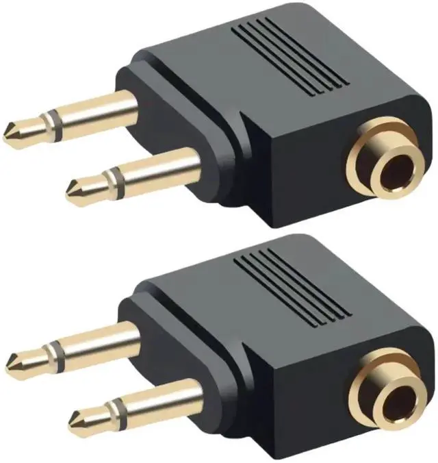 Main image of Vszerda 2-Pack Airplane Headphone Adapter, Dual 3.5mm Male to 3.5mm Female Gold Plated Flight Audio Converter for Airline Entertainment Systems