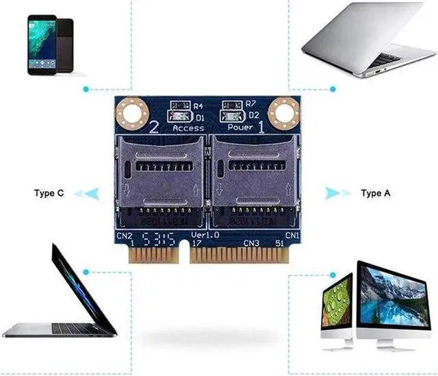 Alt view image 4 of 5 - Micro-Sd Tf To Mini Pci Express Memory Card Reader Adapter Converter Card for Laptop