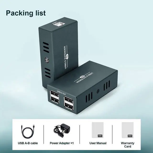 Alt view image 7 of 7 - USB Extender 165ft Kit with 4 USB 2.0 Hub, Over Single Ethernet Cat5e/6/7 Up to 165ft(50m), Plug and Play, No Driver Needed, USB RJ45 LAN Extension