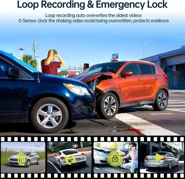 Alt view image 3 of 5 - Dual Dash Cam FHD 1080P Front and Inside Dash Camera with 64GB SD Card Infrared Night Vision Car Camera with 1.5" LCD Display Parking Mode G-Sensor Loop Recording HDR