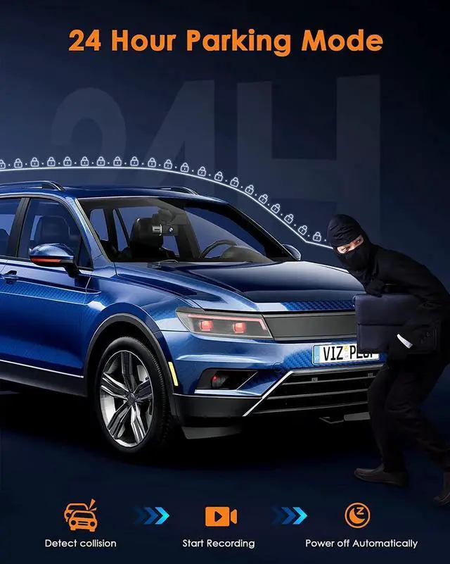 Alt view image 6 of 6 - 4K Dual Dash Cam Front and Inside, 2160P+1080P IR Night Vision Cabin Car Camera with 64GB Memory Card, Wide Angle Mini Dash Camera Car Video with Parking Mode for Taxi