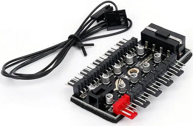 Main image of 10 Ports PWM 4pin CPU Cooler / Case / Chassis Cooling Fan Hub,10 Port 12V 4 Pin Fan PWM Fan Hub Controller,Power by Molex ,16 inches RPM Feedback Cable