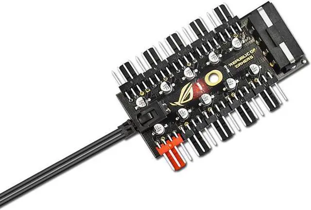 Alt view image 4 of 6 - 10 Ports PWM 4pin CPU Cooler / Case / Chassis Cooling Fan Hub,10 Port 12V 4 Pin Fan PWM Fan Hub Controller,Power by Molex ,16 inches RPM Feedback Cable