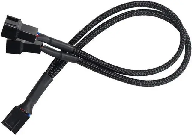 Alt view image 3 of 7 - PWM Fan Splitter Cable 1 to 2, Black Sleeved 2 Way PC Fan Extension Cable Compatible with Computer 3 Pin & 4 Pin CPU / Case Fans, 10 Inch, 2 Pack