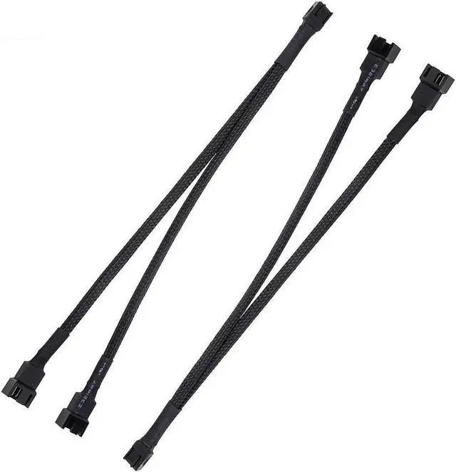 Alt view image 2 of 7 - PWM Fan Splitter Cable 1 to 2, Black Sleeved 2 Way PC Fan Extension Cable Compatible with Computer 3 Pin & 4 Pin CPU / Case Fans, 10 Inch, 2 Pack
