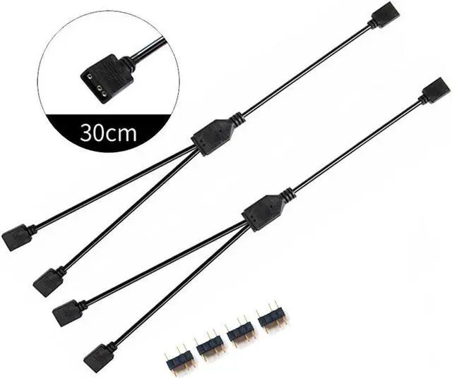 Main image of 2 Pack 5V 3-Pin RGB 2-Way Female to x Female RBW LED Strip Splitter Cable,2 Port AURA RGB Lighting Hub w/ Gender Changer Adapter - 1 Foot