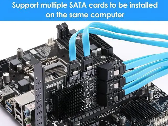 Alt view image 4 of 5 - 8 Port SATA PCIe Card, 6 Gbps SATA 3.0 to PCI-e X4 Card,PCI Express to SATA Controller Expansion Card, SATAIII Non-Raid,with Full Profile & Low Profile Bracket (ASMedia ASM1166 Chipset)