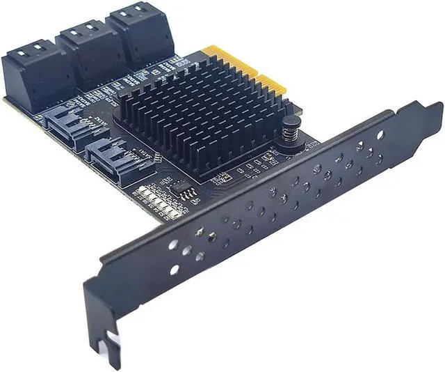Alt view image 2 of 5 - 8 Port SATA PCIe Card, 6 Gbps SATA 3.0 to PCI-e X4 Card,PCI Express to SATA Controller Expansion Card, SATAIII Non-Raid,with Full Profile & Low Profile Bracket (ASMedia ASM1166 Chipset)