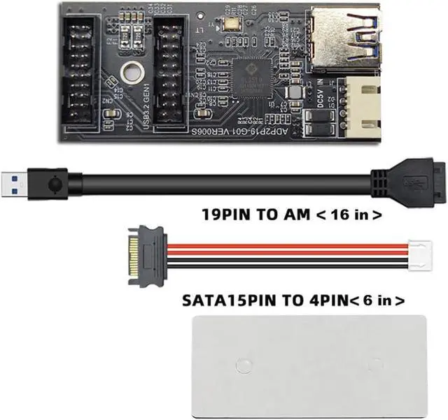 Alt view image 5 of 7 - Internal USB 3.0 Hub, Motherboard USB 19/20P to Dual Male Headers Extension Hub Splitter Adapter,Convert MB USB 3.2 Gen1 Male to 2 Ports - 1.3FT USB 19-pin Internal Cable