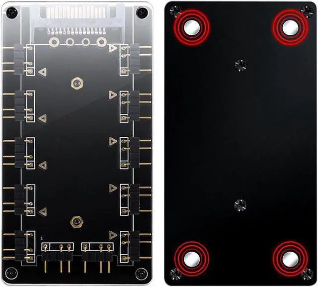 Alt view image 2 of 7 - ARGB Hub 5V 3Pin SYNC 11 Ports Splitter w/ Magnetic Standoff & PMMA Case,SATA to 3pin Addressable RGB Adpater for LED Strip Lighting,Fans & Cooler- 1.64FT Extension Cable