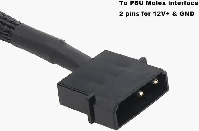 Alt view image 4 of 6 - Molex to 3 Pin 4 Pin Fan Sleeved Power Splitter Cable Adapter,Molex LP4 to 4 x TX3 / TX4 (PWM) 12V PC Case Fan Cooler Y Splitter Power Extension Cord - 10 Inch,Black