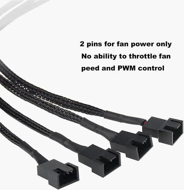 Alt view image 3 of 6 - Molex to 3 Pin 4 Pin Fan Sleeved Power Splitter Cable Adapter,Molex LP4 to 4 x TX3 / TX4 (PWM) 12V PC Case Fan Cooler Y Splitter Power Extension Cord - 10 Inch,Black