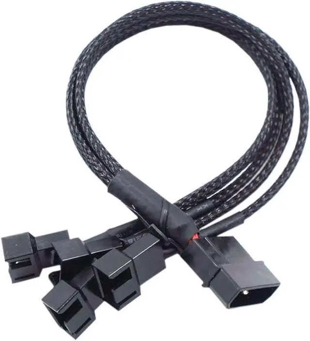Alt view image 2 of 6 - Molex to 3 Pin 4 Pin Fan Sleeved Power Splitter Cable Adapter,Molex LP4 to 4 x TX3 / TX4 (PWM) 12V PC Case Fan Cooler Y Splitter Power Extension Cord - 10 Inch,Black