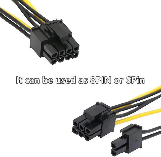 Alt view image 4 of 5 - SATA to GPU 8 Pin Power Adapter Cable - 2 x SATA 15pin to PCIe 8pin PCI-e Video Card Internal Power Adapter Converter - Dual SATA to Graphics Card 8pin (6+2) Cord - 8 Inches