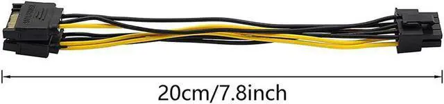 Alt view image 3 of 5 - SATA to GPU 8 Pin Power Adapter Cable - 2 x SATA 15pin to PCIe 8pin PCI-e Video Card Internal Power Adapter Converter - Dual SATA to Graphics Card 8pin (6+2) Cord - 8 Inches