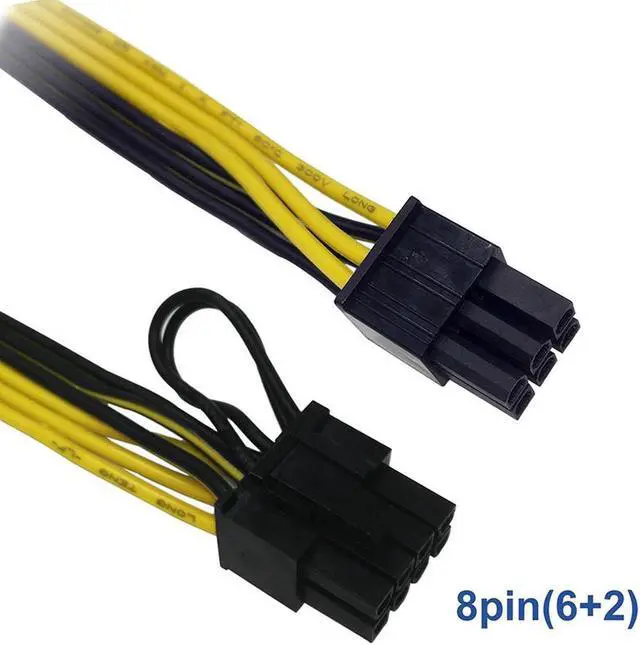 Alt view image 2 of 4 - 1.64ft 18AWG PCIe 6pin to 8pin(6+2) Male to Male PCI-E Power Cable for GPU Power Supply Breakout Board Adapter for Ethereum Mining ETH ZEC - Compatible DPS-800GB,DPS-1200 etc