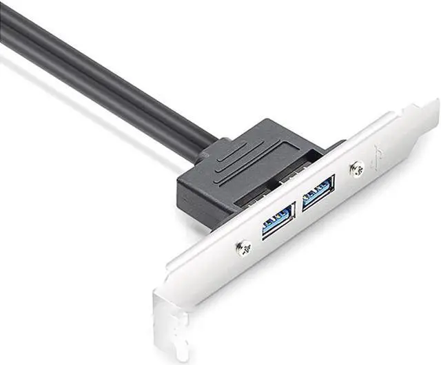 Alt view image 4 of 5 - USB 3.0 Motherboard 20-Pin Header to 2x USB 3.0 A Female Adapter Cable w/ Full Profile PCI Slot Bracket ,2 Ports USB 3.0 Back Panel Expansion Bracket to 20Pin - Black,1.64ft