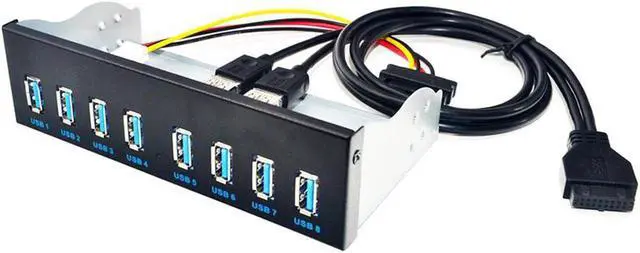 Main image of 8 Ports USB 3.0 Hub 5.25" Front Panel Internal CD-ROM Bay Bracket, 8 x USB 3.0 Type A Female to Motherboard USB 20 pin Hub Splitter Adapter,USB 20pin to 8 USB 3.0 Splitter