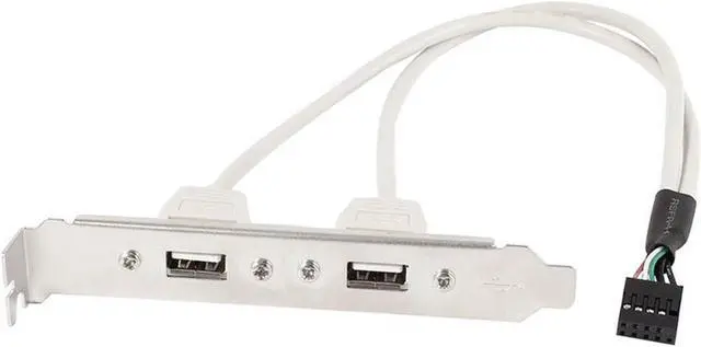 Main image of 2 Port USB 2.0 Bracket Cable,Motherboard USB 2.0 9pin to 2 x Female Adapter Splitter Cable w/ Full-Profile PCI Slot Cover - (1ft/30CM)
