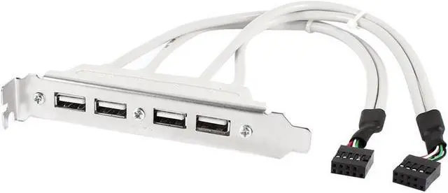 Main image of 4 Port USB 2.0 Bracket Cable,Dual Motherboard USB 2.0 9pin to 2 x Female Adapter Splitter Cable w/ Full-Profile PCI Slot Cover - (1ft/30CM)