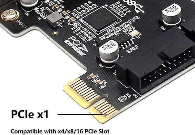 Alt view image 6 of 7 - PCI-E 1X to 2 Ports Internal USB 3.0 19Pin 20Pin Header for Front Panel,USB 3.0 5Gbps to PCIe Expansion Card Adapter with High & Low Profile Bracket for Desktop Computer Motherboard