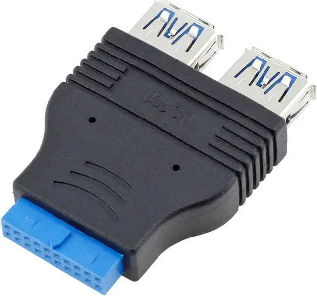 Alt view image 2 of 4 - Dual Port USB 3.0 to Motherboard Mainboard Internal 20pin /19pin Header Adapter ,20-pins to 2 X USB A Female Connector
