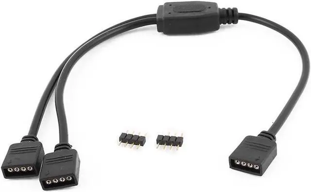 Alt view image 2 of 3 - 12V 4-Pin RGB 2-Way Female to x Female RBW LED Strip Splitter Cable,2 Port AURA RGB Lighting Hub w/ Gender Changer Adapter - 1 Foot