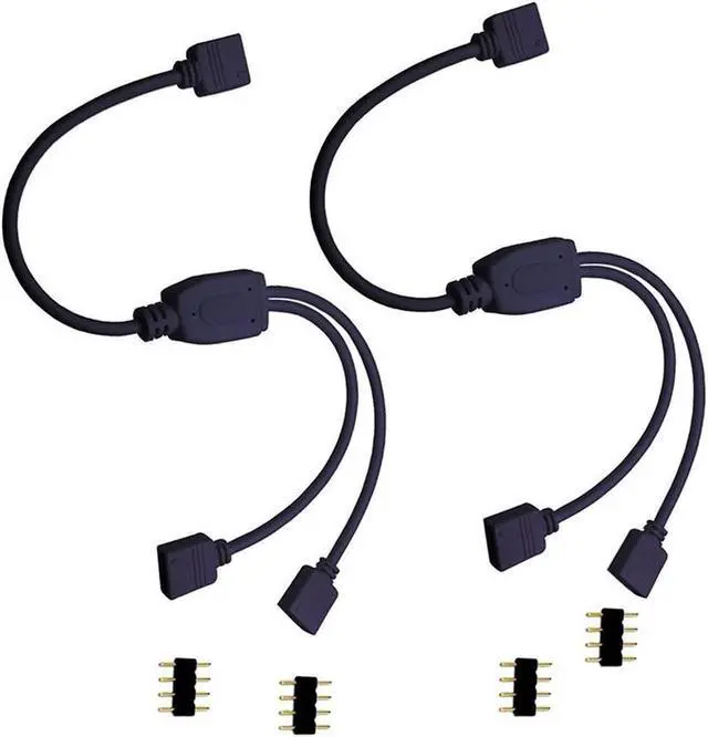Main image of 12V 4-Pin RGB 2-Way Female to x Female RBW LED Strip Splitter Cable,2 Port AURA RGB Lighting Hub w/ Gender Changer Adapter - 1 Foot