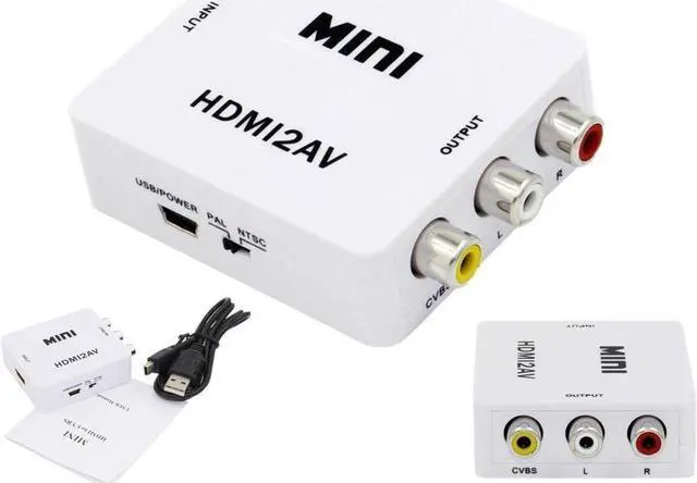 Alt view image 3 of 3 - HDTV Mini Composite 1080P HDMI to 3RCA audio Video AV CVBS Adapter Converter