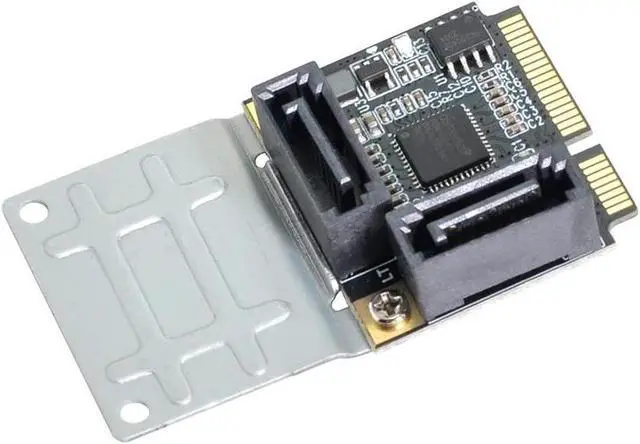 Alt view image 2 of 6 - Mini PCIe to 2 Ports SATA III Adapter Converter,Low Profile Dual SATA Mini PCI Express Half Size Extension Controller Card for SATA 3.0 Hard Drive, 6Gpbs SSD,DVD ROM- with Full Size Bracket