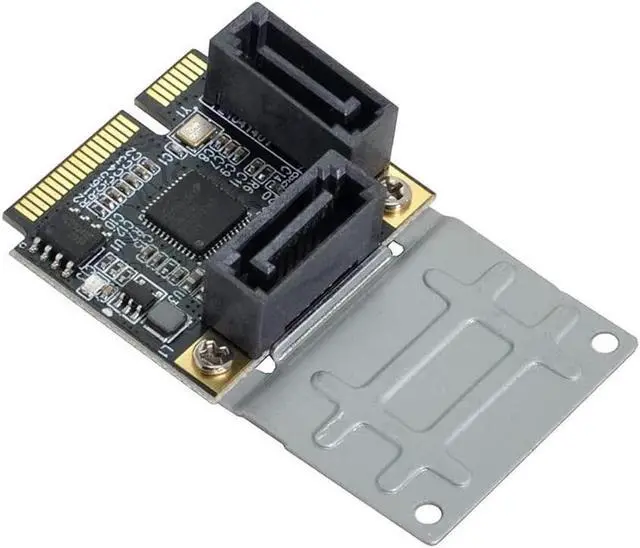 Main image of Mini PCIe to 2 Ports SATA III Adapter Converter,Low Profile Dual SATA Mini PCI Express Half Size Extension Controller Card for SATA 3.0 Hard Drive, 6Gpbs SSD,DVD ROM- with Full Size Bracket