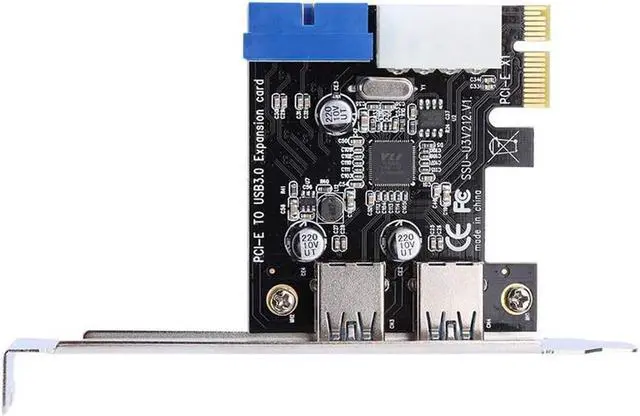Alt view image 3 of 6 - 4 Port PCIE PCI-e to USB 3.0 (2 x Type A+ 20 Pin Internal) Expansion Card Hub Controller PCI Express Card Adapter w/ Molex Power