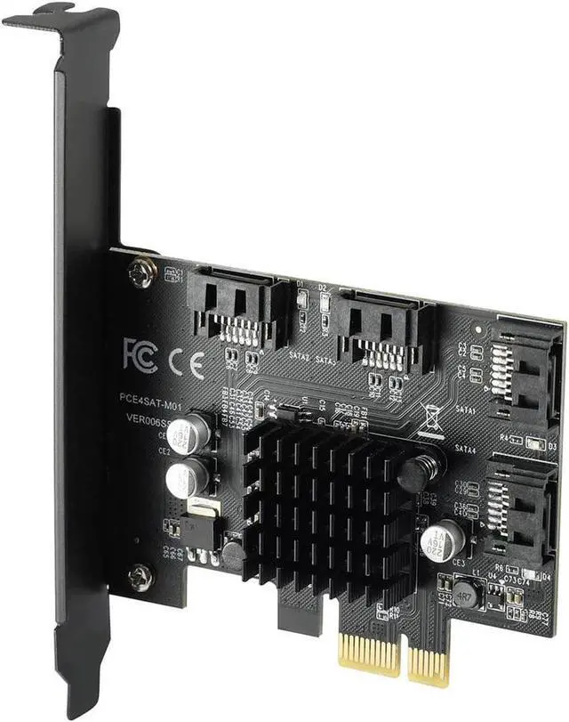Main image of 4 Port SATA 3.0 PCIe 3.0 X1 Controller Card,SATAIII 6GbpsPCI Express Expansion Card, Support SSD/HDD as System Boot Disk,Marvell 88SE9215,Non-Raid,Black