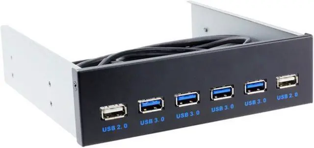 Alt view image 2 of 5 - C Case 5.25 inch front panel 6 Ports USB Hub,4 Ports USB 3.0 & 2 Ports USB 2.0,2.6ft USB Type A Female to motherboard Adapter Cable