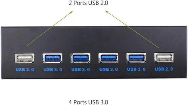 Alt view image 3 of 5 - C Case 5.25 inch front panel 6 Ports USB Hub,4 Ports USB 3.0 & 2 Ports USB 2.0,2.6ft USB Type A Female to motherboard Adapter Cable