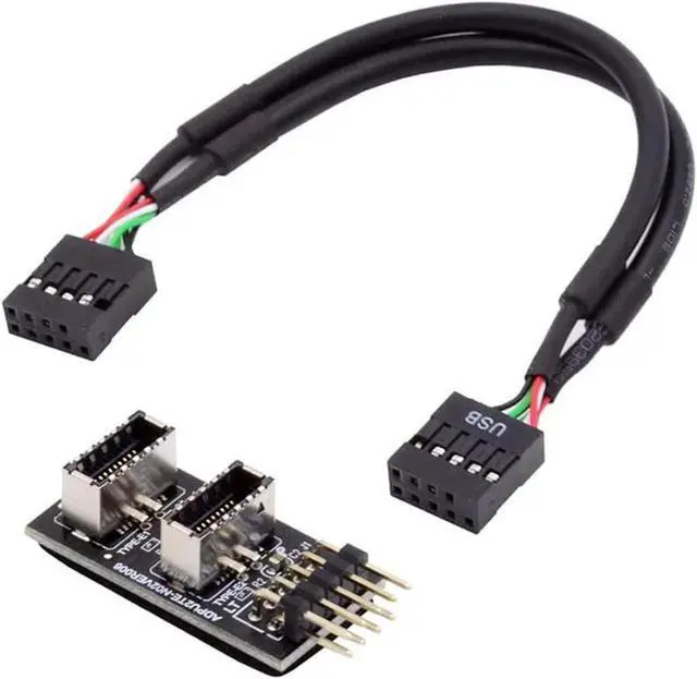 Alt view image 2 of 6 - Motherboard USB 2.0 9pin Header to Dual USB 3.2 Front Panel Socket Key-A Type-E Extension Hub Splitter Adapter - USB 9 Pin to 2x USB 3.2 Motherbaord Connectors Extender - 6" USB 9-pin Internal Cable