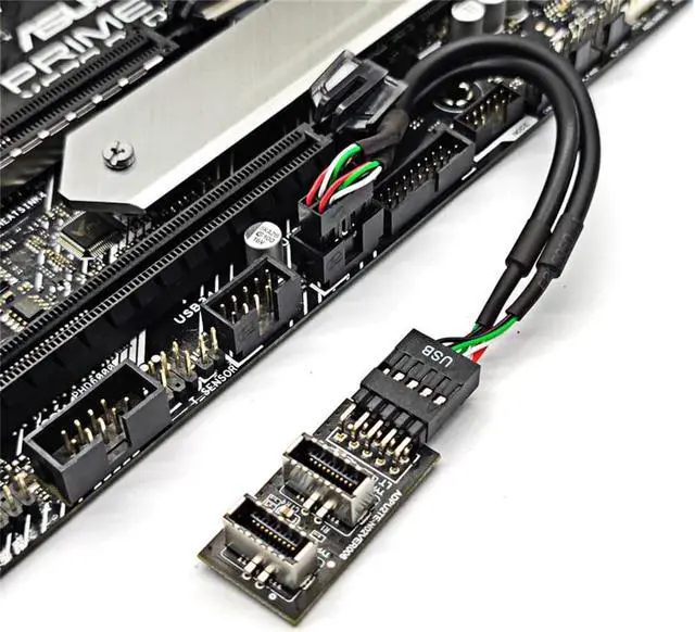 Alt view image 6 of 6 - Motherboard USB 2.0 9pin Header to Dual USB 3.2 Front Panel Socket Key-A Type-E Extension Hub Splitter Adapter - USB 9 Pin to 2x USB 3.2 Motherbaord Connectors Extender - 6" USB 9-pin Internal Cable