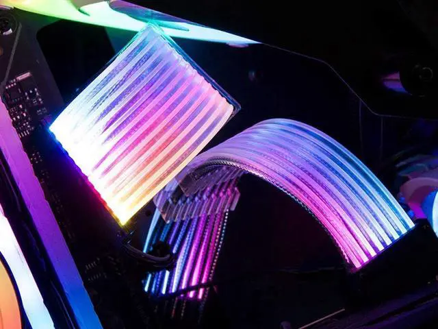 Alt view image 6 of 6 - ARGB 3x 8-Pin GPU Power Cable,PCIe 8 Pins 5V/3Pin Addressable RGB Power Extension Cables - ARGB Sync GPU Three 8Pin Internal Power Extension Cords -10.43 Inches