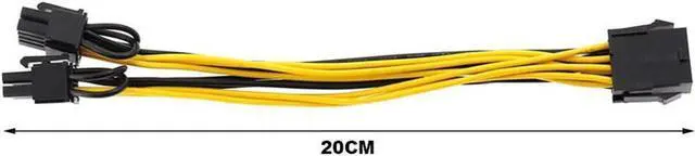 Alt view image 4 of 4 - PC power supply CPU EPS 8 pin to 2 PCI-e 8 (6+2) pin PCI Express Graphics Card Internet Power Splitter Cable, PSU CPU 8pin to 2 x GPU Power 8pin Power Adapter Cable - 8 inches