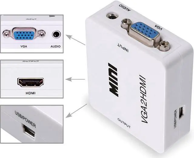Alt view image 4 of 5 - VGA to HDMI-compatible Adpater ,HD 1080P VGA w/ Audio to HDMI-compatible Audio Video Converter for HDTVs, monitors, displayers, Laptop Desktop Computer