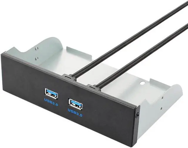 Main image of 2 Port USB 3.0 5.25" Internal CD-ROM Bay Front Panel USB Hub,Dual USB 3.0 Type A Female to Motherboard USB 20 pin Splitter Adapter w/ 5.25 inch Metal Bracket